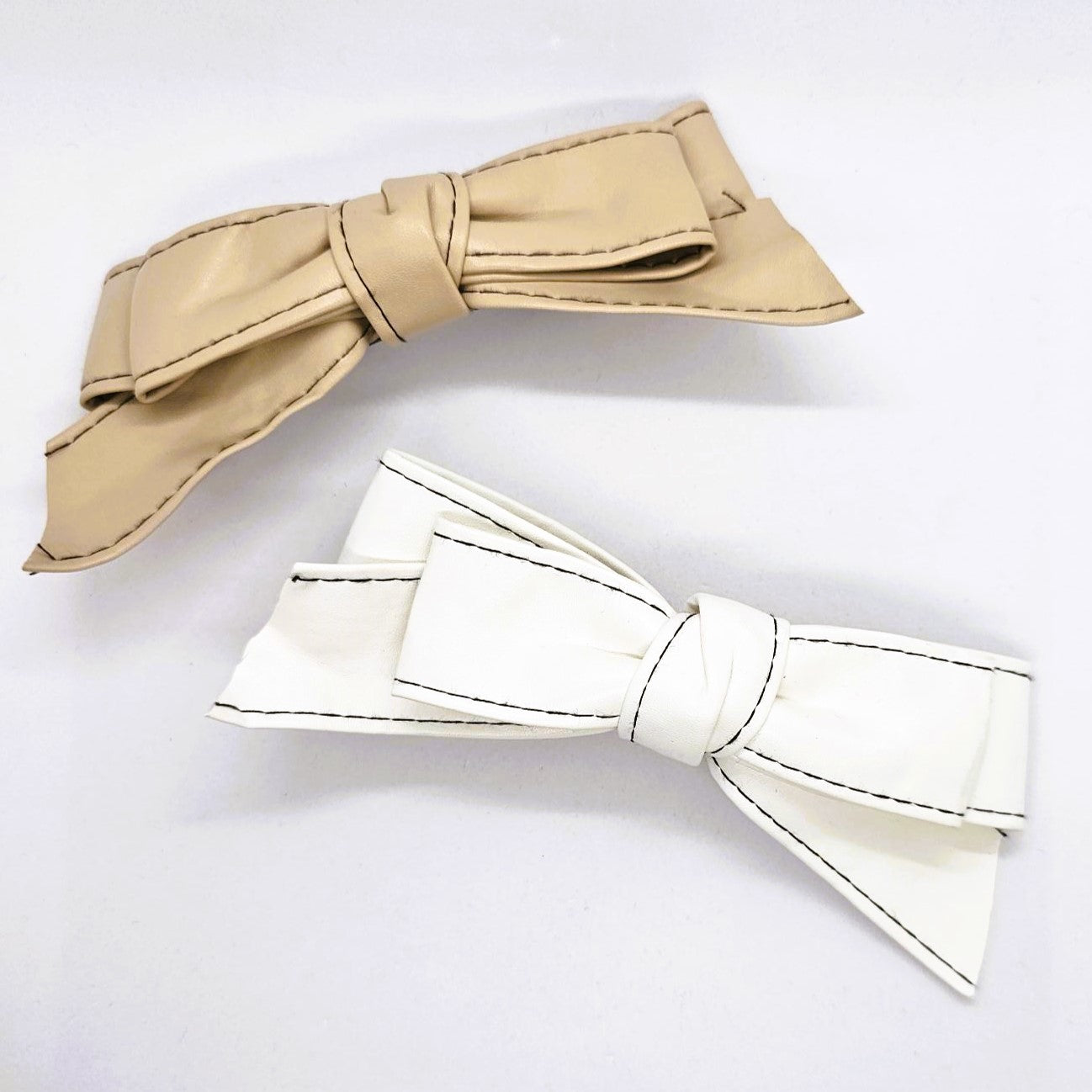Cienna Faux Leather Bow on Barrette