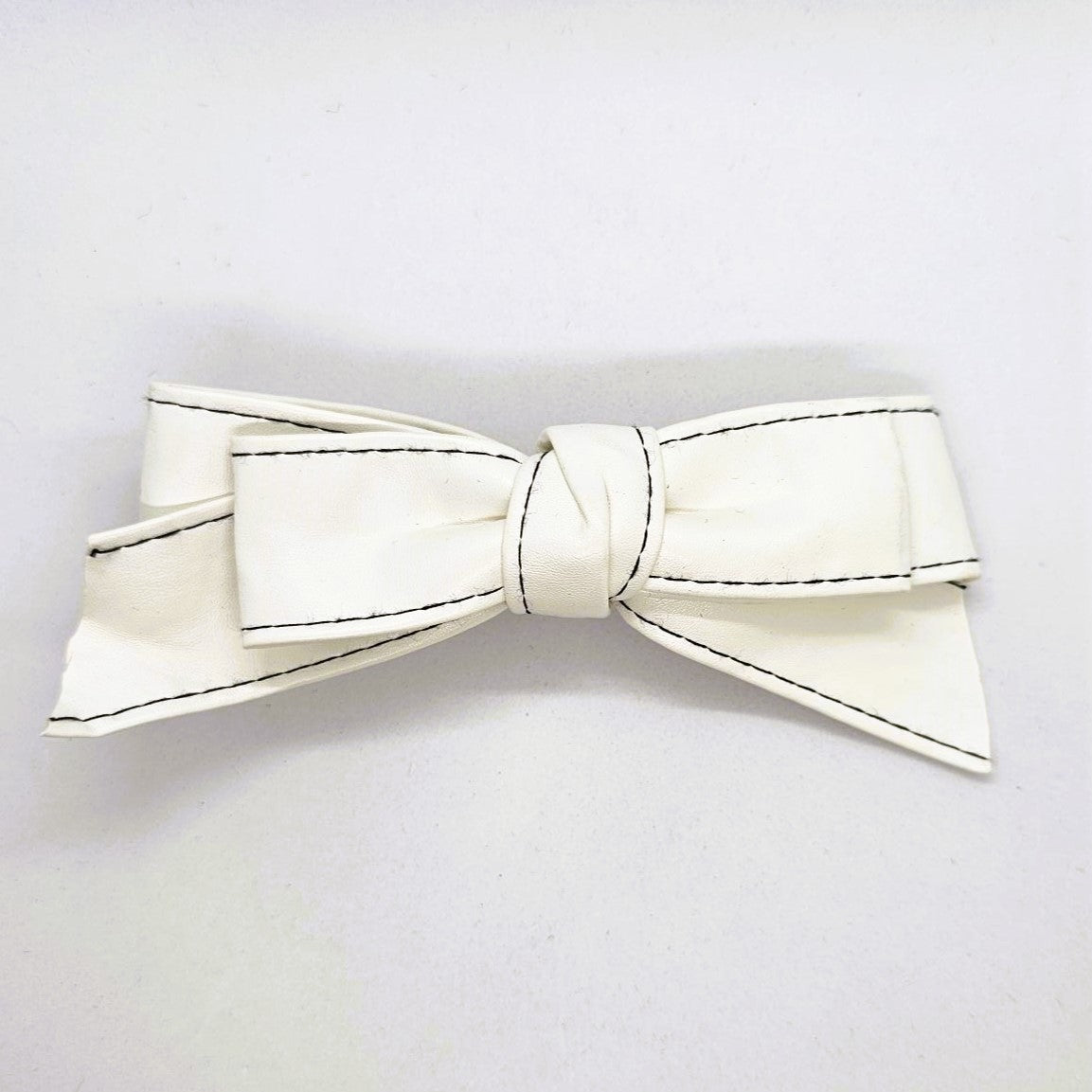 Cienna Faux Leather Bow on Barrette