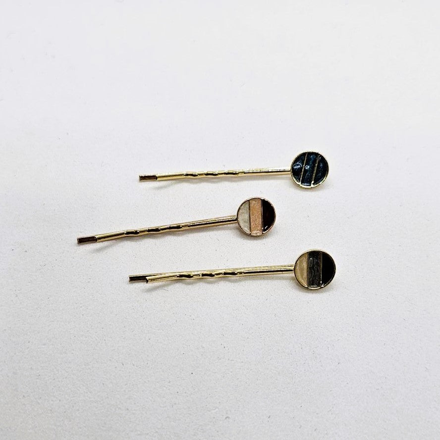 Elise Gold & Enamel Hair Slide - Pair