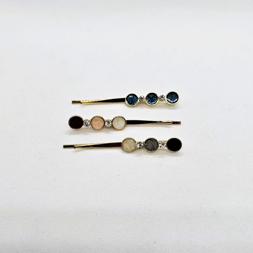 Deborah Gold & Enamel Hair Slide - Pair