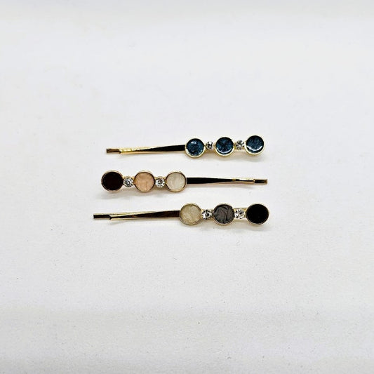 Deborah Gold & Enamel Hair Slide - Pair