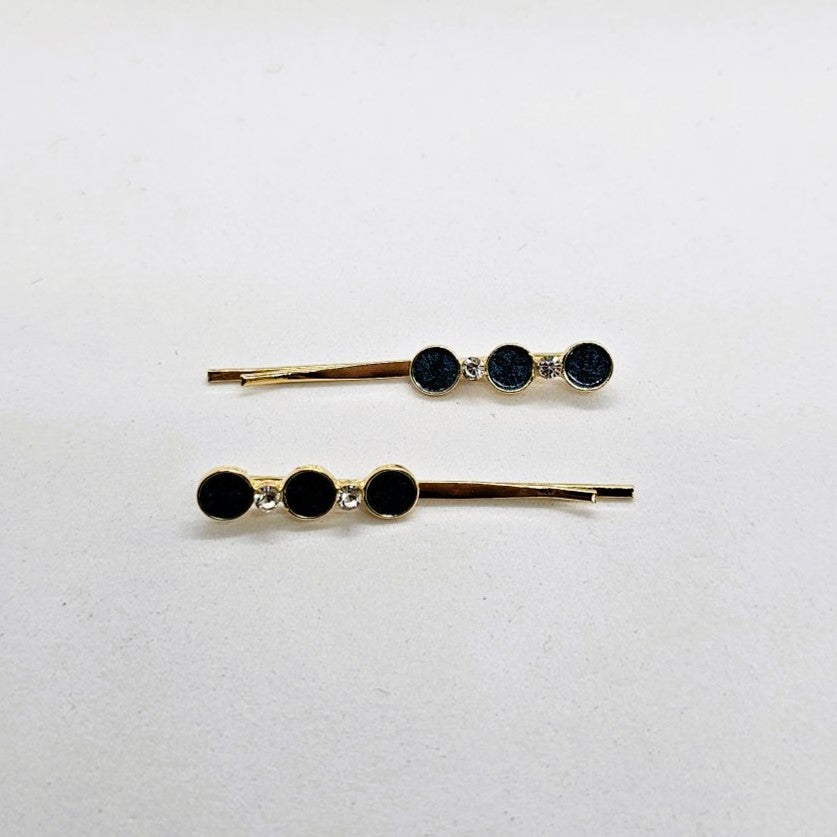 Deborah Gold & Enamel Hair Slide - Pair
