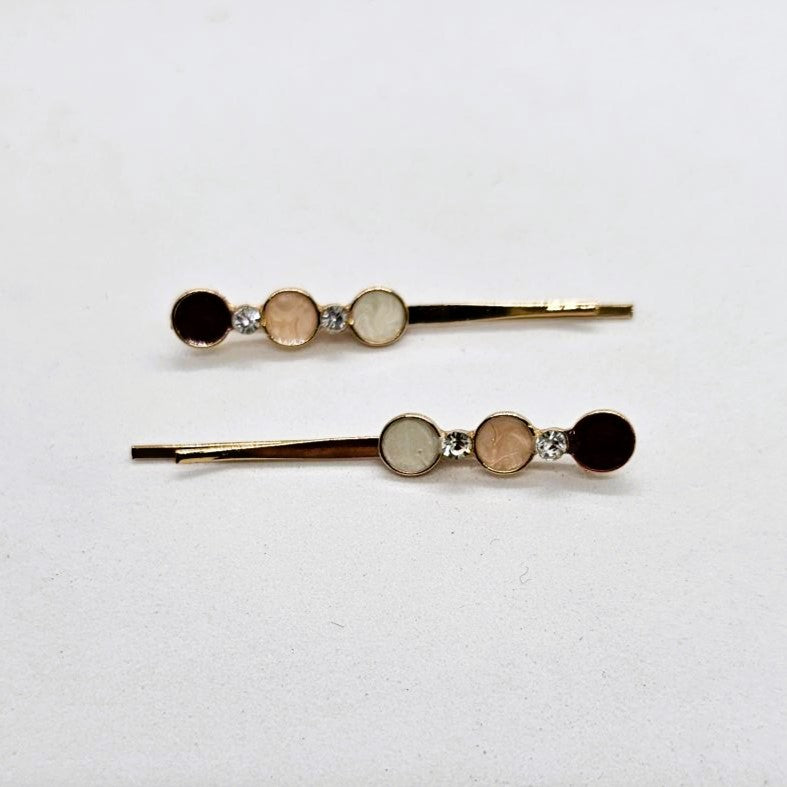 Deborah Gold & Enamel Hair Slide - Pair