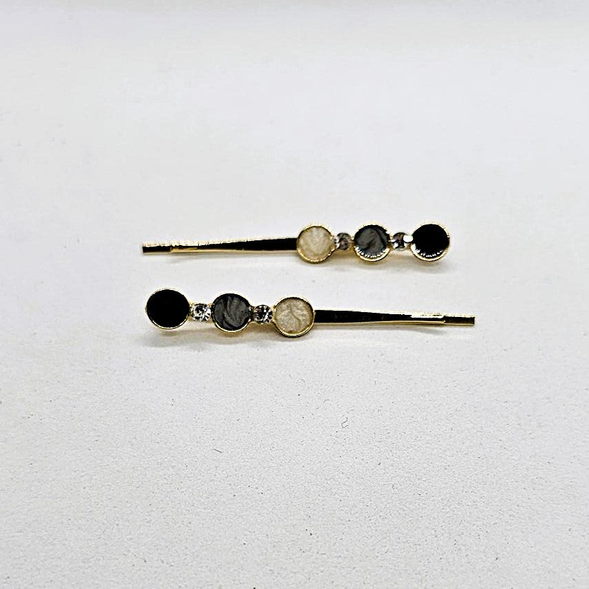 Deborah Gold & Enamel Hair Slide - Pair