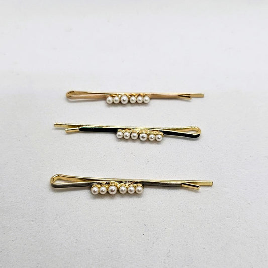 Madison Gold & Pearl Hair Slide - Pair