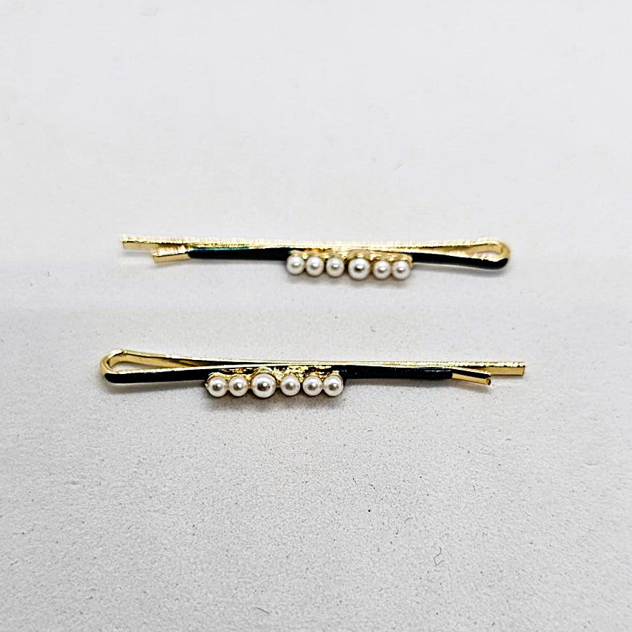 Madison Gold & Pearl Hair Slide - Pair