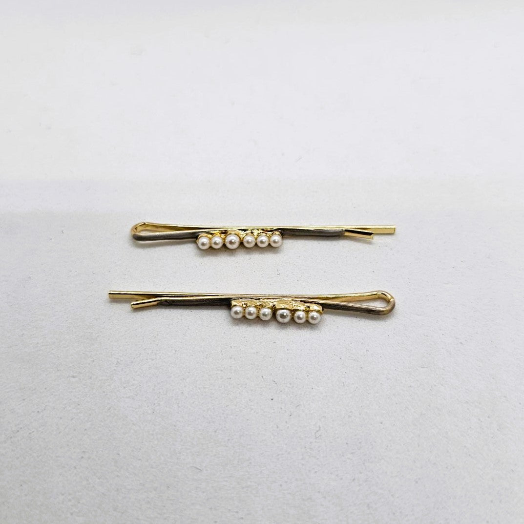 Madison Gold & Pearl Hair Slide - Pair