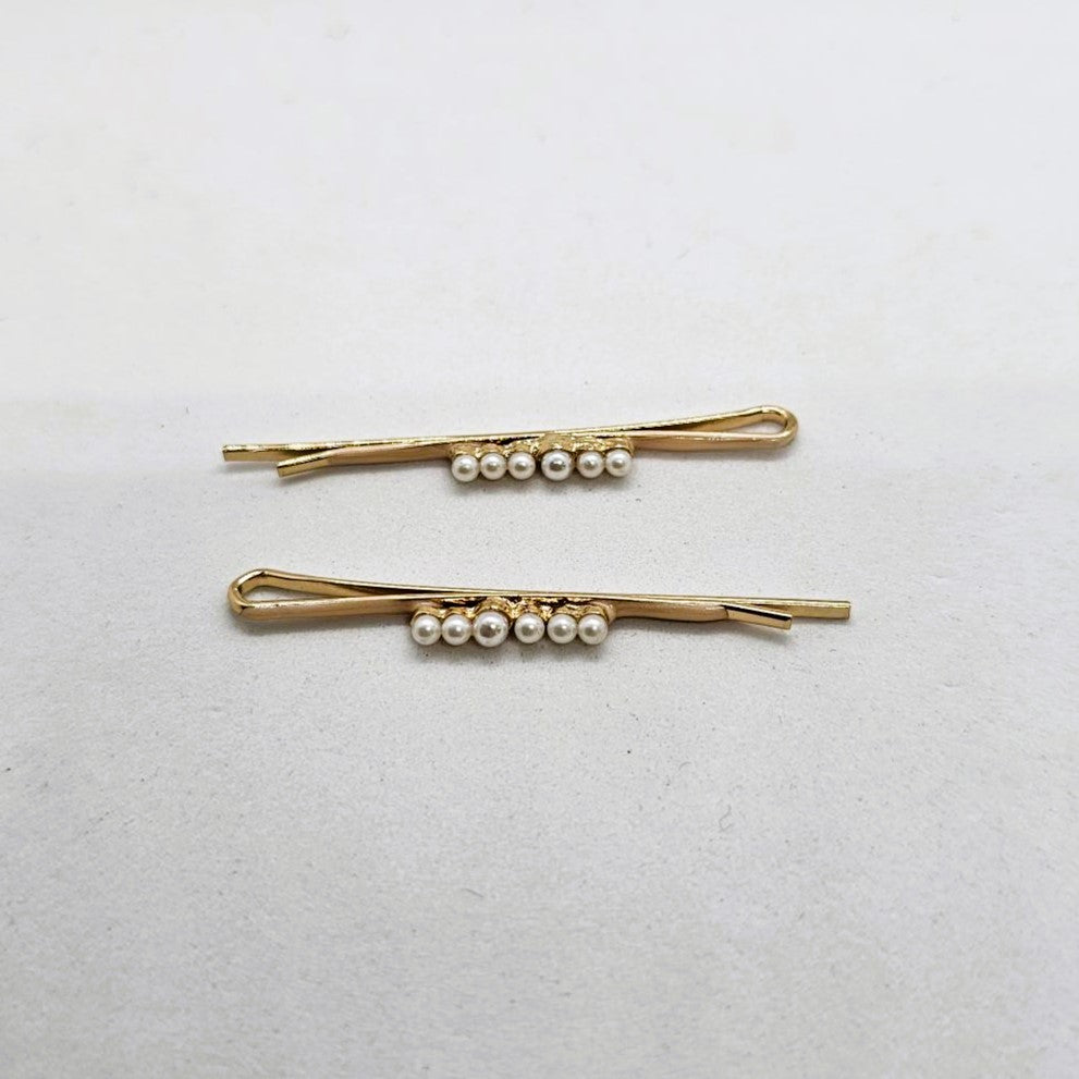 Madison Gold & Pearl Hair Slide - Pair
