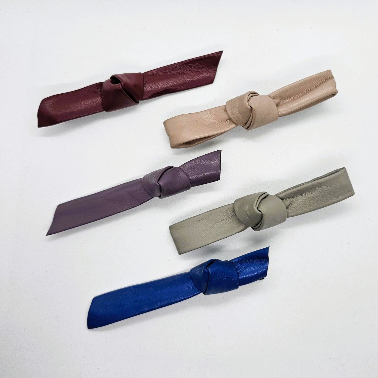 Letitia Knotted Faux Leather Alligator Clip - Pair