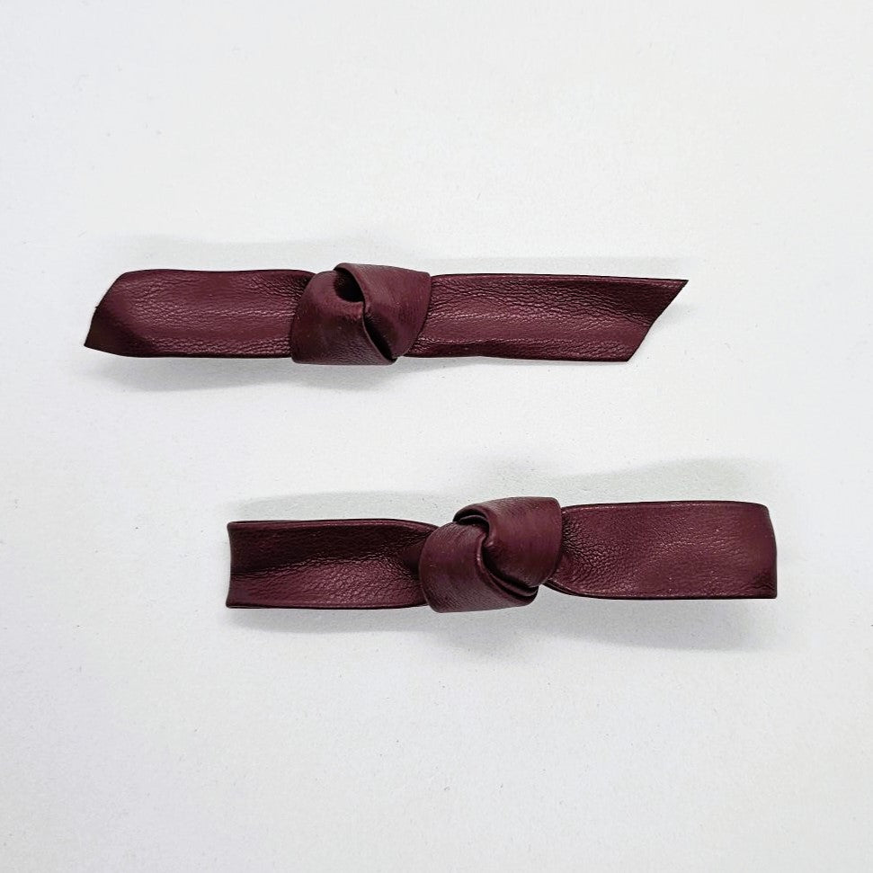 Letitia Knotted Faux Leather Alligator Clip - Pair