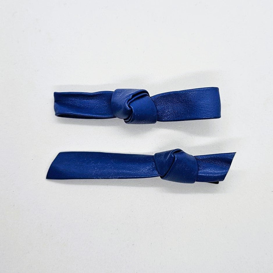 Letitia Knotted Faux Leather Alligator Clip - Pair