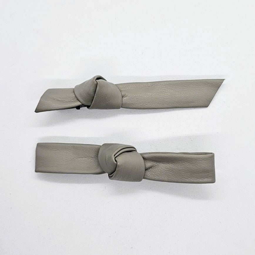 Letitia Knotted Faux Leather Alligator Clip - Pair