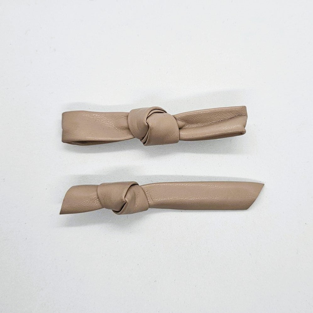 Letitia Knotted Faux Leather Alligator Clip - Pair