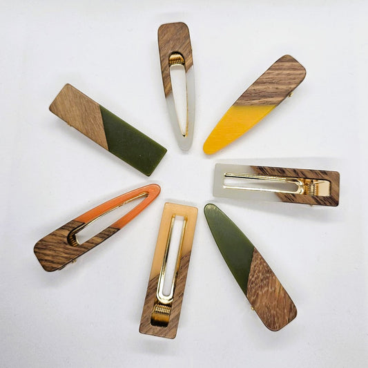 Tara Timber & Resin Alligator Clip - Pair