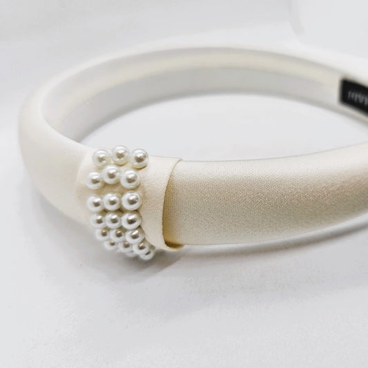 Amanda Pearl-Embellished Satin Headband