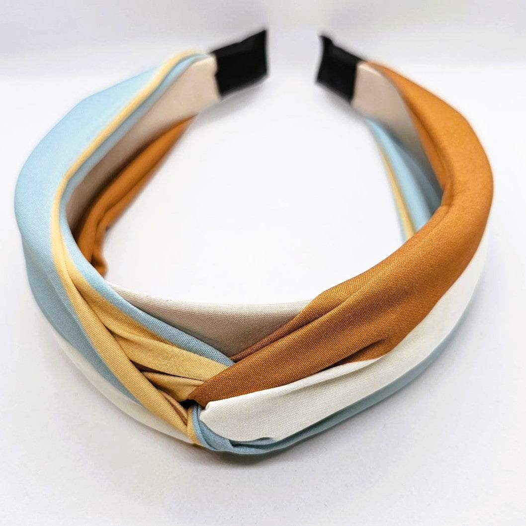 Thomasina Tan Blue & Cream Knotted Headband