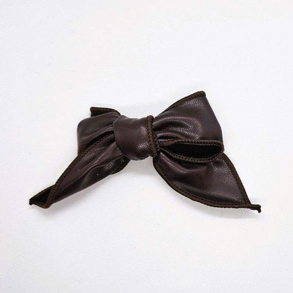 Ivanka Faux Leather Bow on Alligator Clip