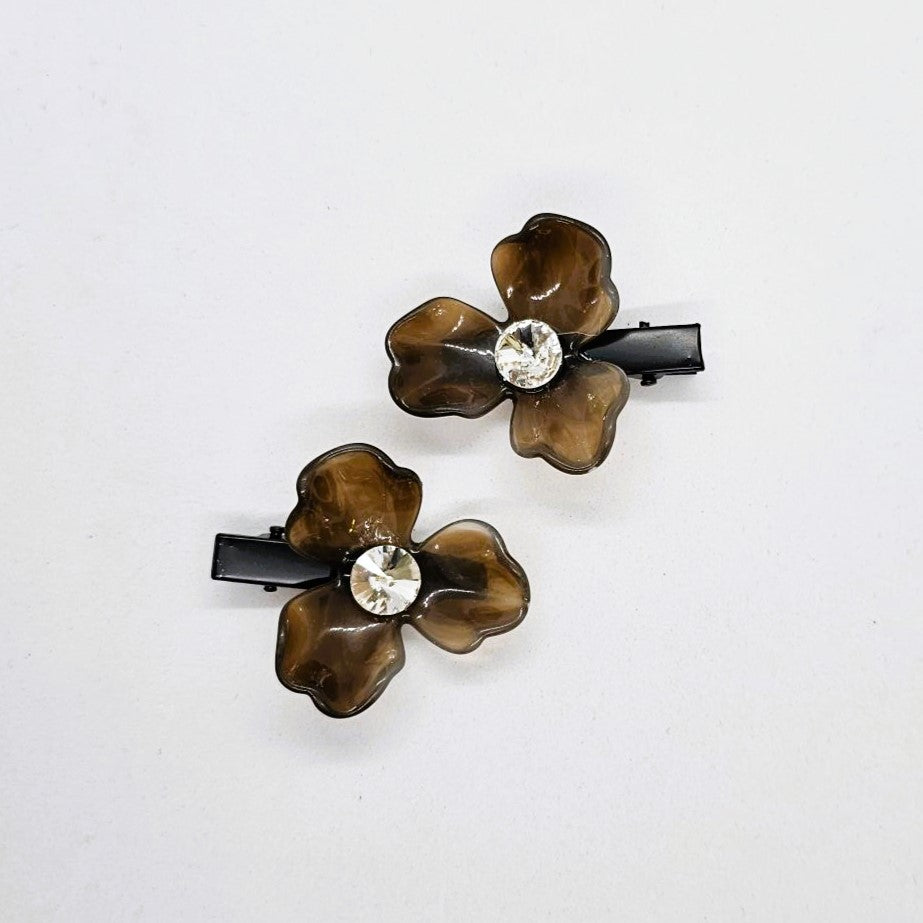 Cherie Bronze Resin & Diamante Premium Alligator Clip - Pair