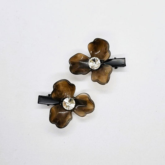 Cherie Bronze Resin & Diamante Premium Alligator Clip - Pair