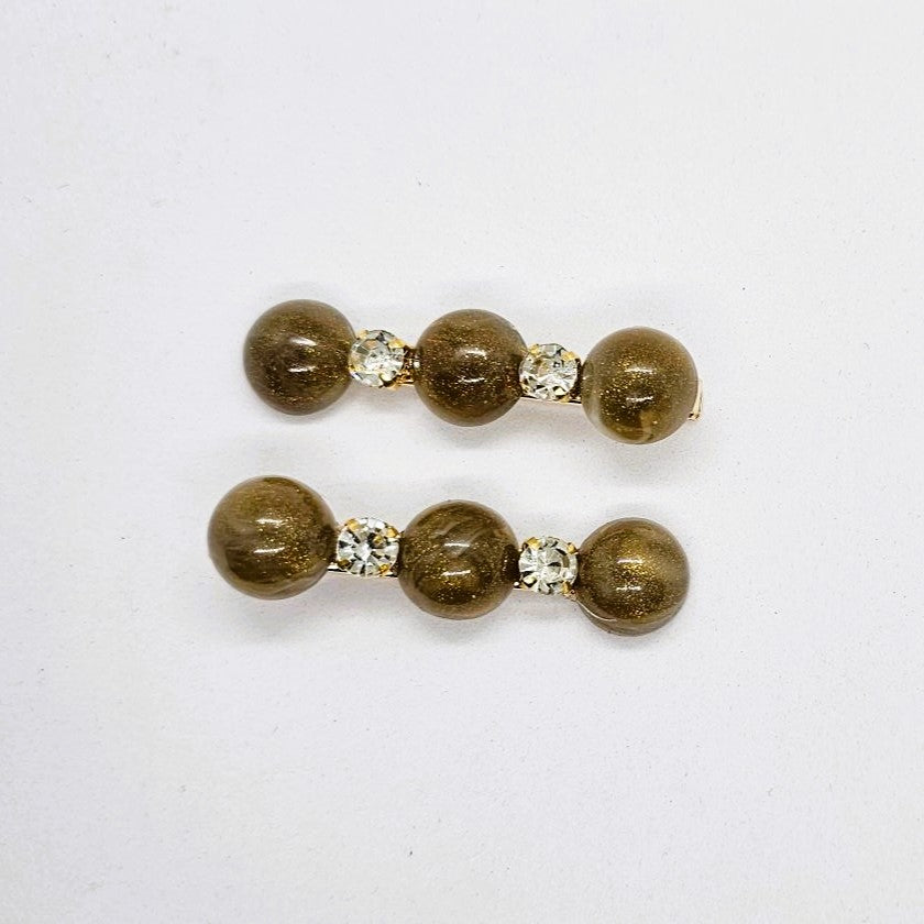 Anya Bronze Resin & Diamante Alligator Clip - Pair