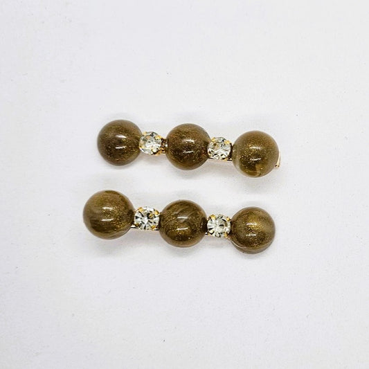 Anya Bronze Resin & Diamante Alligator Clip - Pair